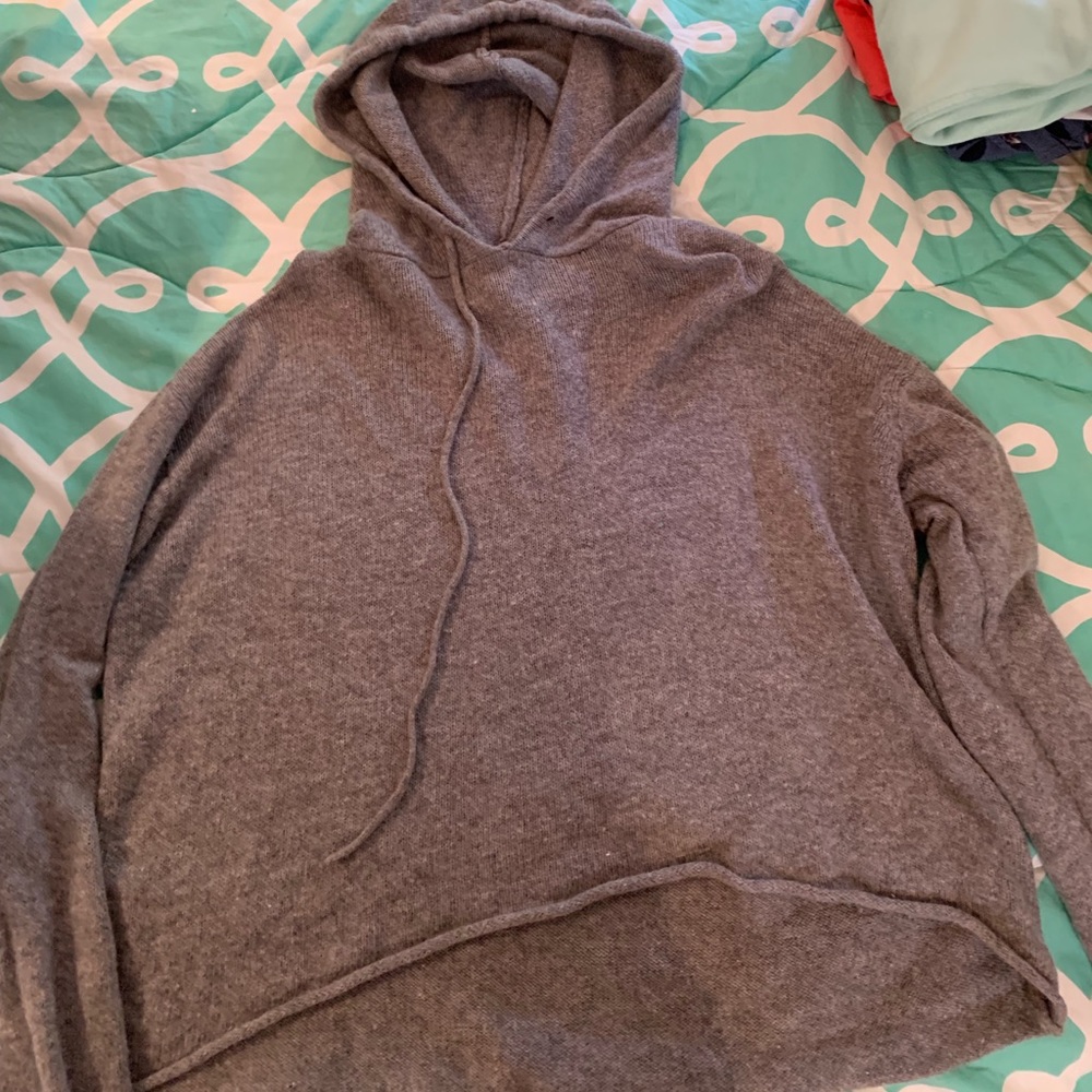 Brandy Melville Gray Hooded Thermal Sweater